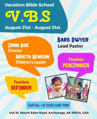 Colorful Fun Vacation Bible School Event Poster Template