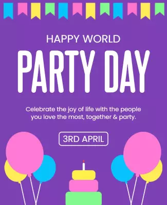 Colorful Fun World Party Day Celebration Poster Template