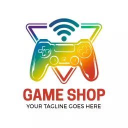 Colorful Game Controller Design Highlighting Wireless Features Logo Template