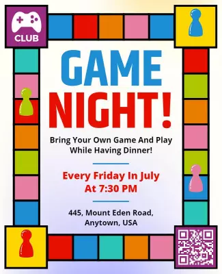 Colorful Game Night Event Flyer Template