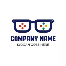 Colorful Gaming Icons Represented in Stylish Glasses Logo Template