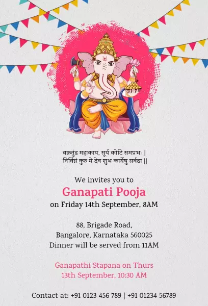 Colorful Ganesh Chaturthi Pooja Celebration Invitation Template