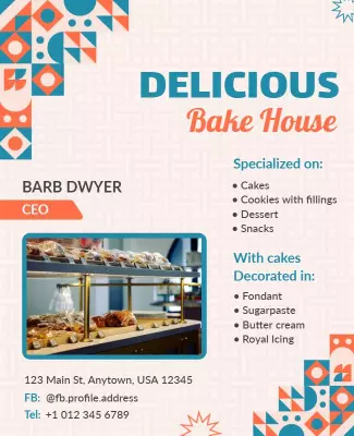 Colorful Geometric Bakery Menu Showcase Poster Template