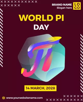 Colorful Geometric Design for World Pi Day Poster Template