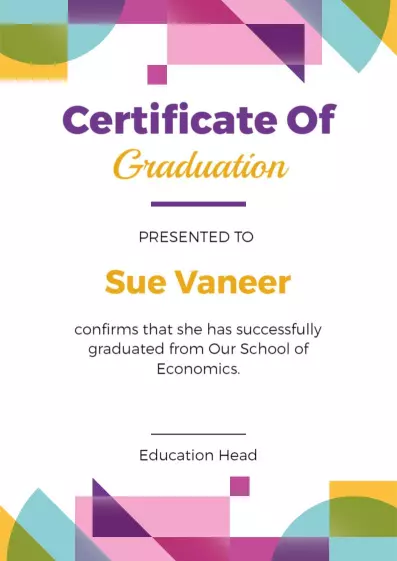 Colorful Geometric Graduation Achievement Certificate Template