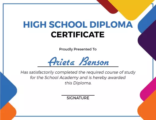 Colorful Geometric High School Diploma Certificate Template