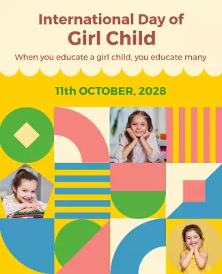 Colorful Geometric International Day of Girl Child Poster Template