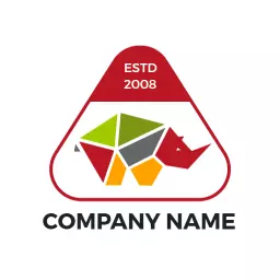 Colorful Geometric Rhino Design With Bold Shapes Logo Template