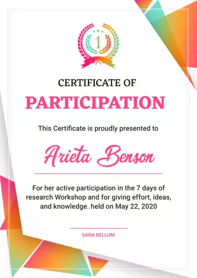 Colorful Gradient Modern Research Workshop Participation Certificate Template