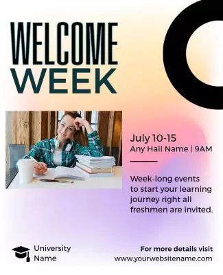 Colorful Gradient Welcome Week Freshman Orientation Poster Template