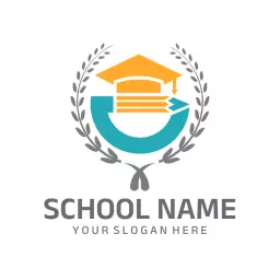 Colorful Graduation Cap and Books Design for School Logo Template