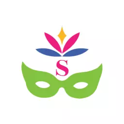 Colorful Green and Pink Mask Design Featuring Alphabet S Logo Template