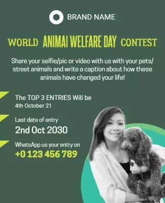 Colorful Green Animal Welfare Contest Participation Poster Template
