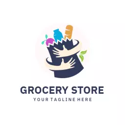 Colorful Grocery Bag Emphasizing Fresh Produce Delivery Logo Template