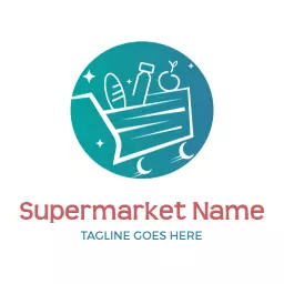 Colorful Grocery Cart Filled with Fresh Produce Logo Template