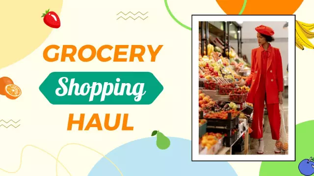 Colorful Grocery Shopping Haul Food YouTube Thumbnail Template