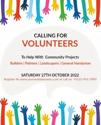 Colorful Hand-Drawn Community Volunteer Recruitment Poster Template