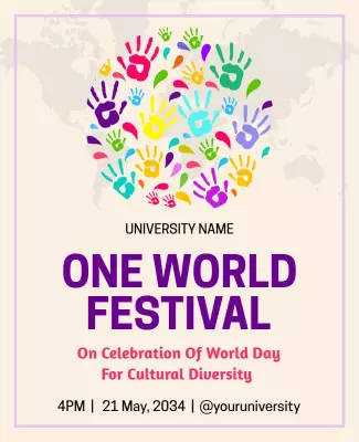 Colorful Handprints Theme for Cultural Diversity Festival Poster Template