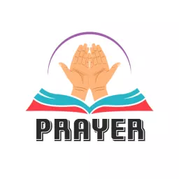 Colorful Hands in Prayer Over an Open Book Logo Template