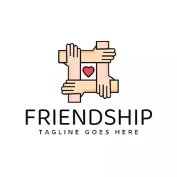 Colorful Hands Interlocking to Celebrate Friendship Logo Template