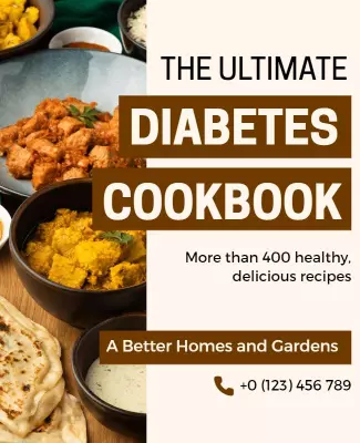 Colorful Healthy Meal Recipes for Diabetes Cookbook Poster Template
