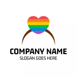Colorful Heart and Face Design Celebrating LGBT Pride Logo Template
