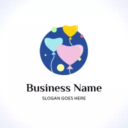 Colorful Heart and Round Balloons Celebrating Events Logo Template