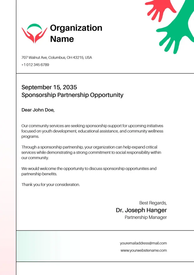 Colorful Helping Hands Non-Profit Organization Letterhead Template