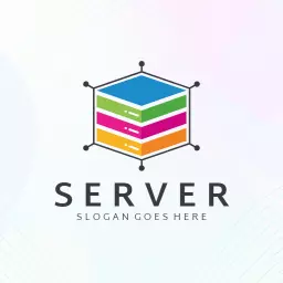 Colorful Hexagonal Server Design Showcasing Data Management Logo Template