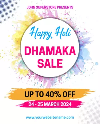 Colorful Holi Festival Dhamaka Sale Poster Template