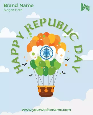 Colorful Hot Air Balloon Celebration for Republic Day Poster Template