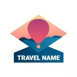 Colorful Hot Air Balloon Over Scenic Mountains Travel Logo Template