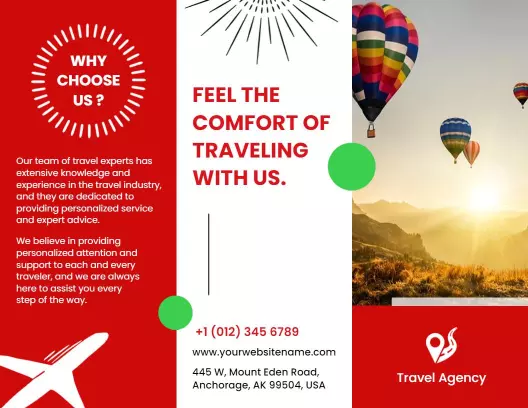 Colorful Hot Air Balloon Travel Packages and Services Brochure Template