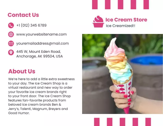 Colorful Ice Cream Cone Treats Menu Brochure Template