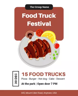 Colorful Iconic Food Truck Festival Culinary Poster Template