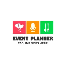 Colorful Icons Representing Celebrations in Event Planner Logo Template