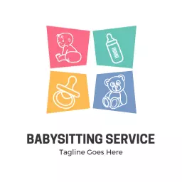 Colorful Icons Showcasing Childcare for Babysitting Logo Template