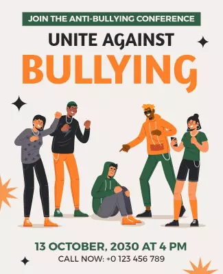 Colorful Illustrated Anti-Bullying Conference Flyer Template