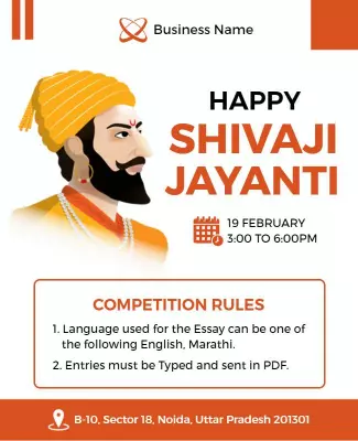 Colorful Illustrated Celebration of Shivaji Jayanti Poster Template