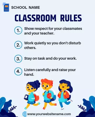 Colorful Illustrated Classroom Rules Guide Poster Template