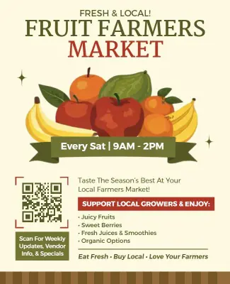 Colorful Illustrated Fruit Farmers Market Flyer Template