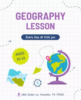 Colorful Illustrated Geography Lesson for Kids Poster Template