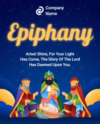 Colorful Illustrated Nativity Scene Epiphany Celebration Poster Template