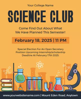 Colorful Illustrated Science Club Event Announcement Poster Template