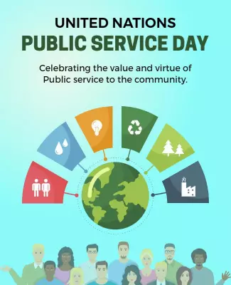 Colorful Illustration for United Nations Public Service Day Poster Template