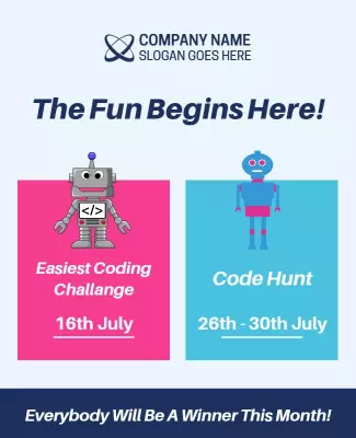 Colorful Illustration of Fun Coding Challenge Activities Poster Template