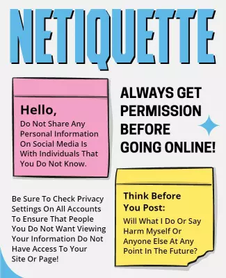 Colorful Illustration of Online Netiquette Guidelines Poster Template