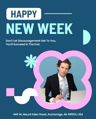 Colorful Inspirational Happy New Week Motivational Poster Template