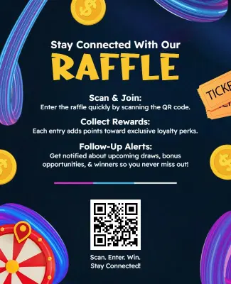 Colorful Interactive Raffle Event Promotion Flyer Template