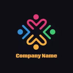 Colorful Interlocking Figures Represent Collaboration in Team Logo Template